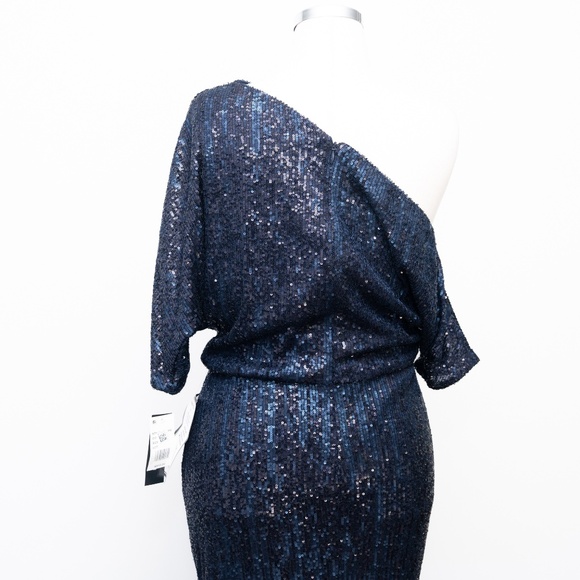 Betsy & Adam - Sequined One-Shoulder Gown - Picture 12 of 14